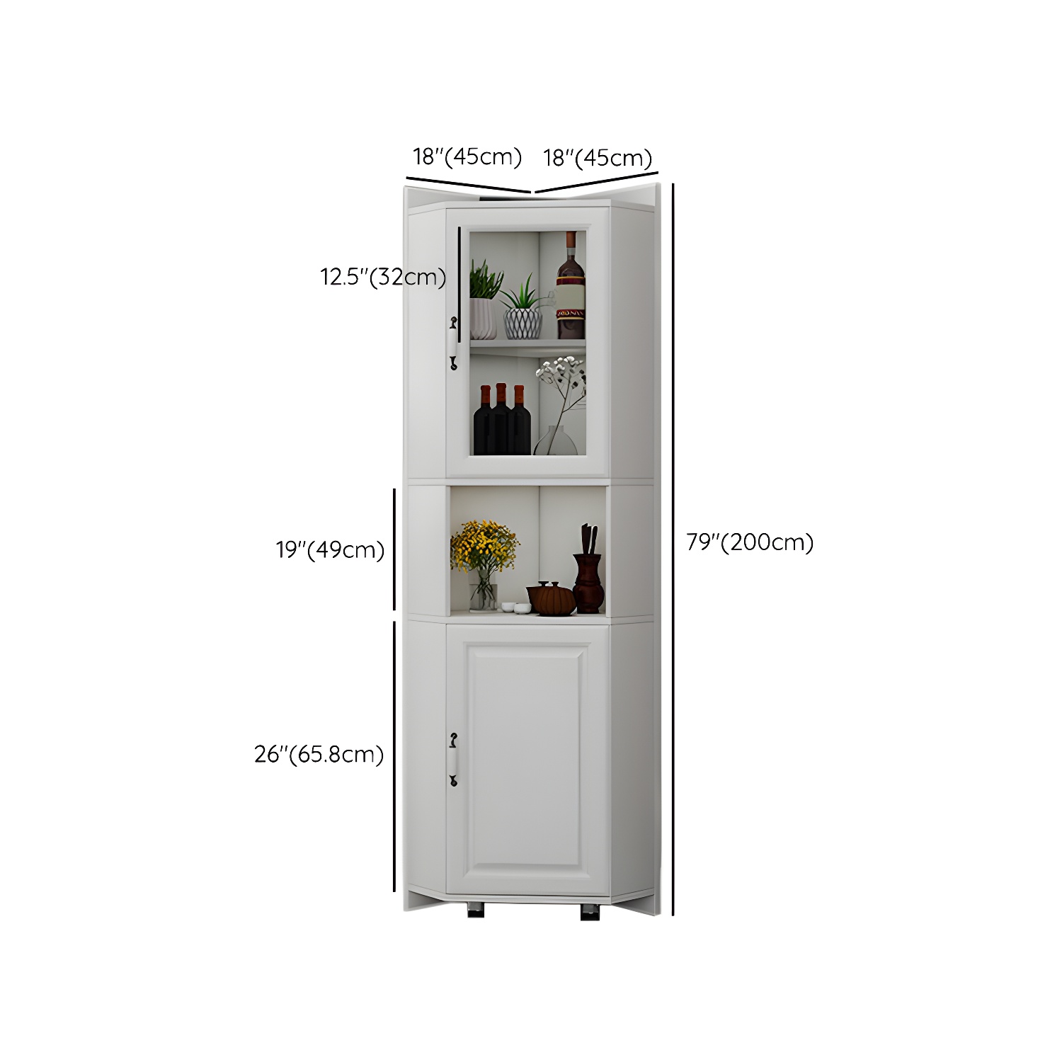Modern White Corner Accent Cabinet with Glass Doors and Adjustable Interior Shelves - image 10