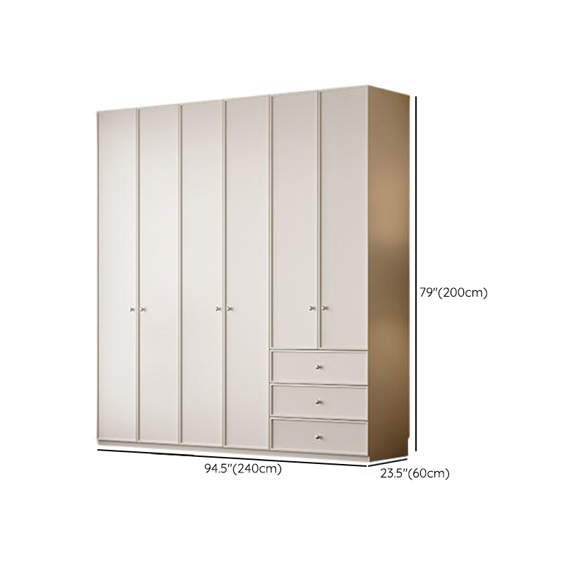 Chalk Modern Wooden Standalone Almirah with 3-Drawer, Interior Shelves, and Hanging Rod - image 16