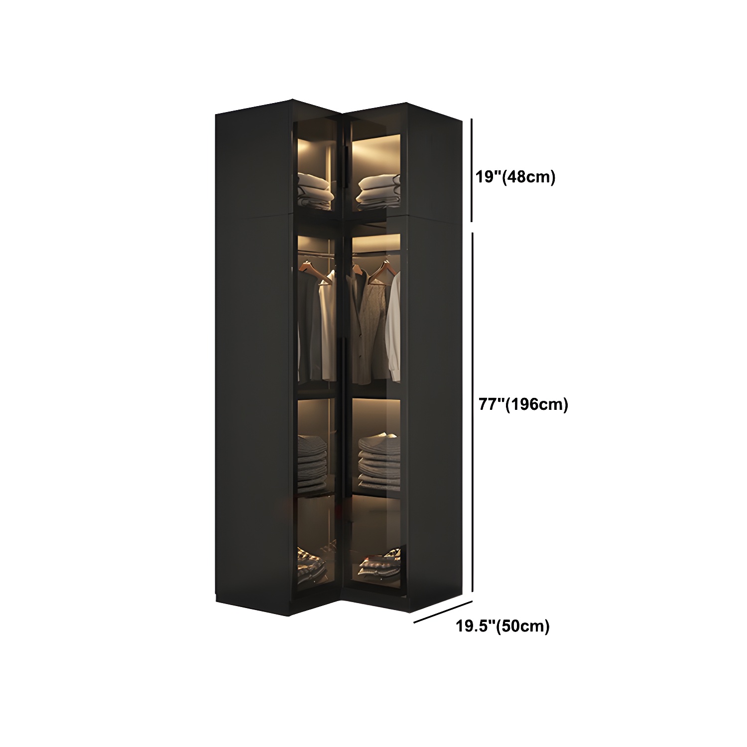 Modern Style Wardrobe Black Colour Glass Wardrobe Closet for Bedroom - image 13