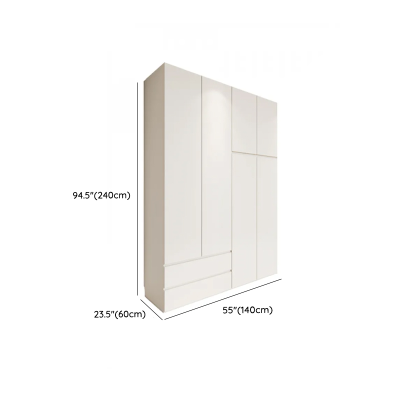 White Minimalist Manufactured Wood Independent Wardrobe Closet with Soft Close Drawer, Soft Close Door, and Interior Shelves - image 16