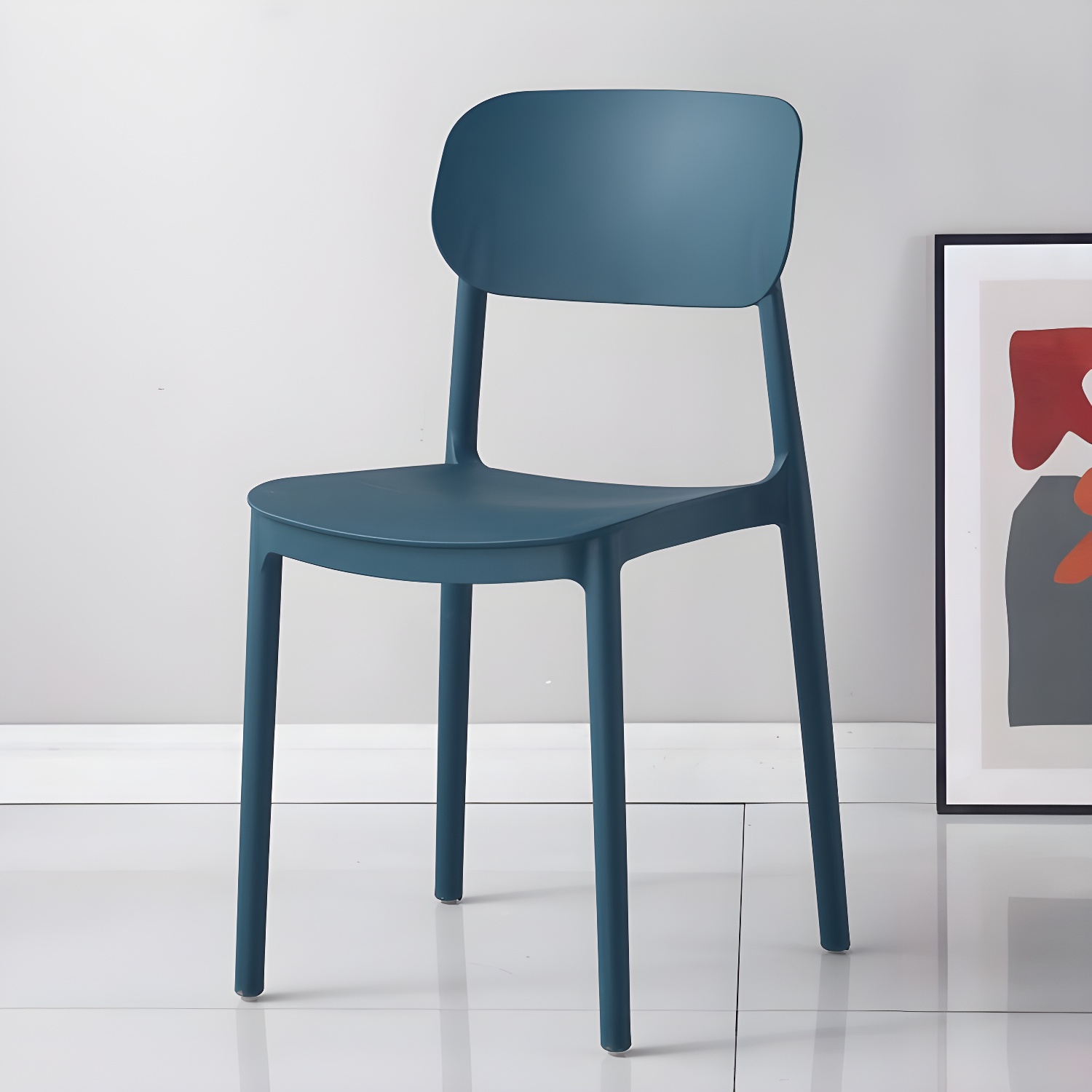 Stackable Scandinavian Style Side Chair with Low Back in Plastic & Acrylic - Armless - image 7