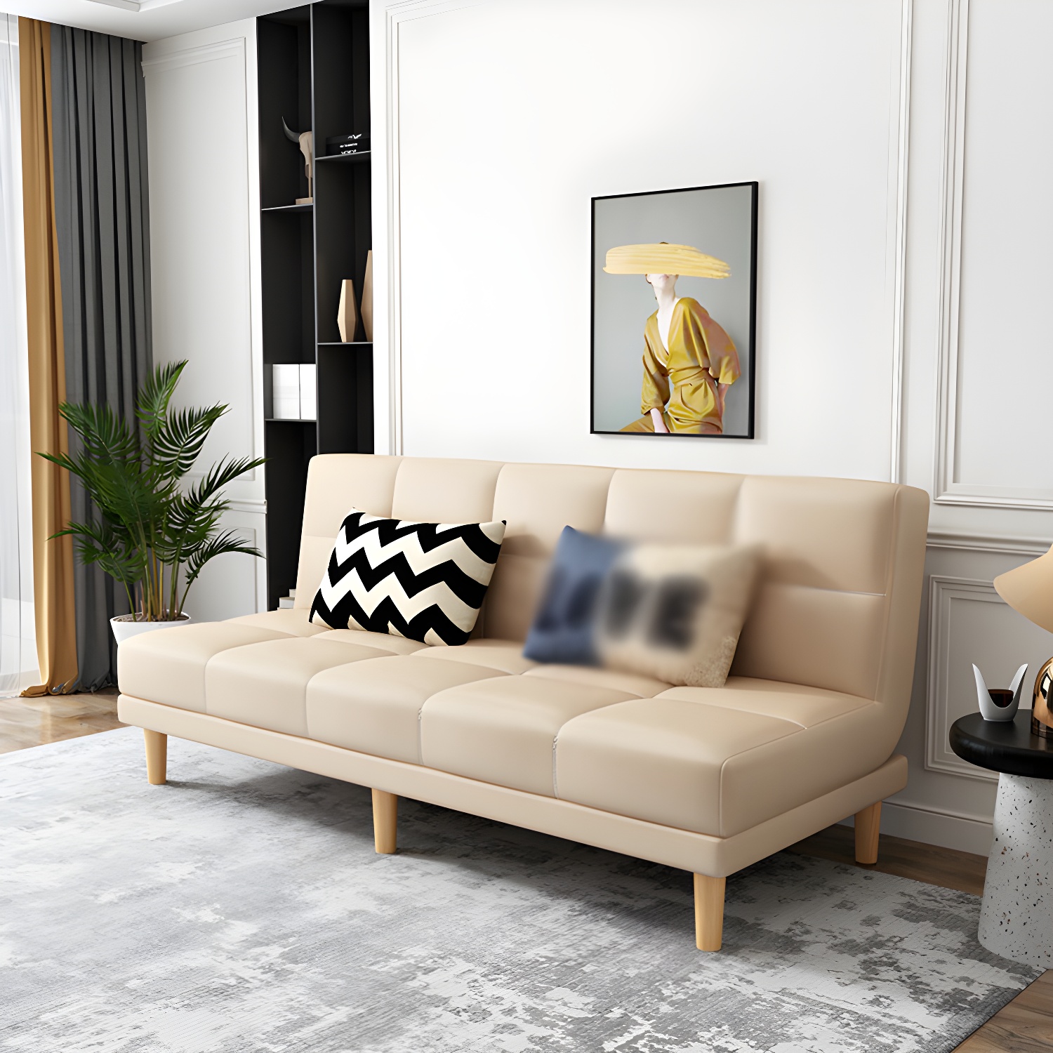 Modern Armless Settee 27.55" W Convertible Sleeper Sofa for Living Room