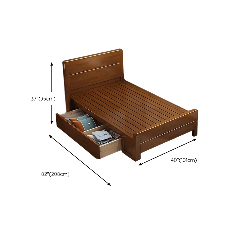 Traditional Brown Wood Panel Bed with Headboard Included and Footboard - image 14