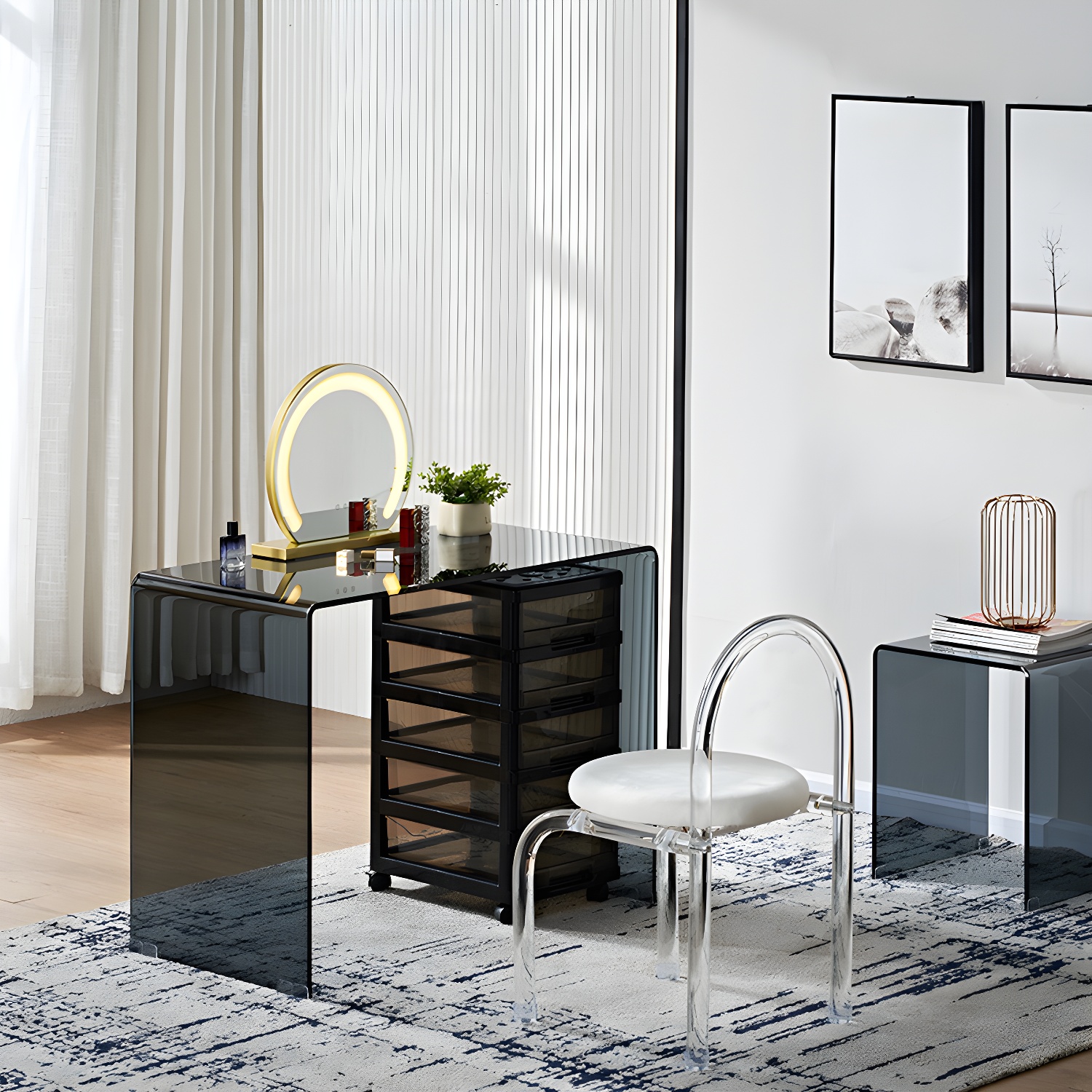 Contemporary Make-up Vanity Standing Glass Bedroom Makeup Vanity Set - image 4