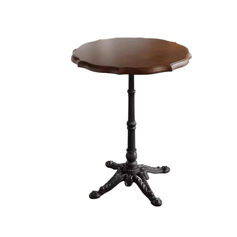Industrial Natural Wood Finish Dining Table with a Rubber Solid Wood Tabletop and Metal Black Base - image 8