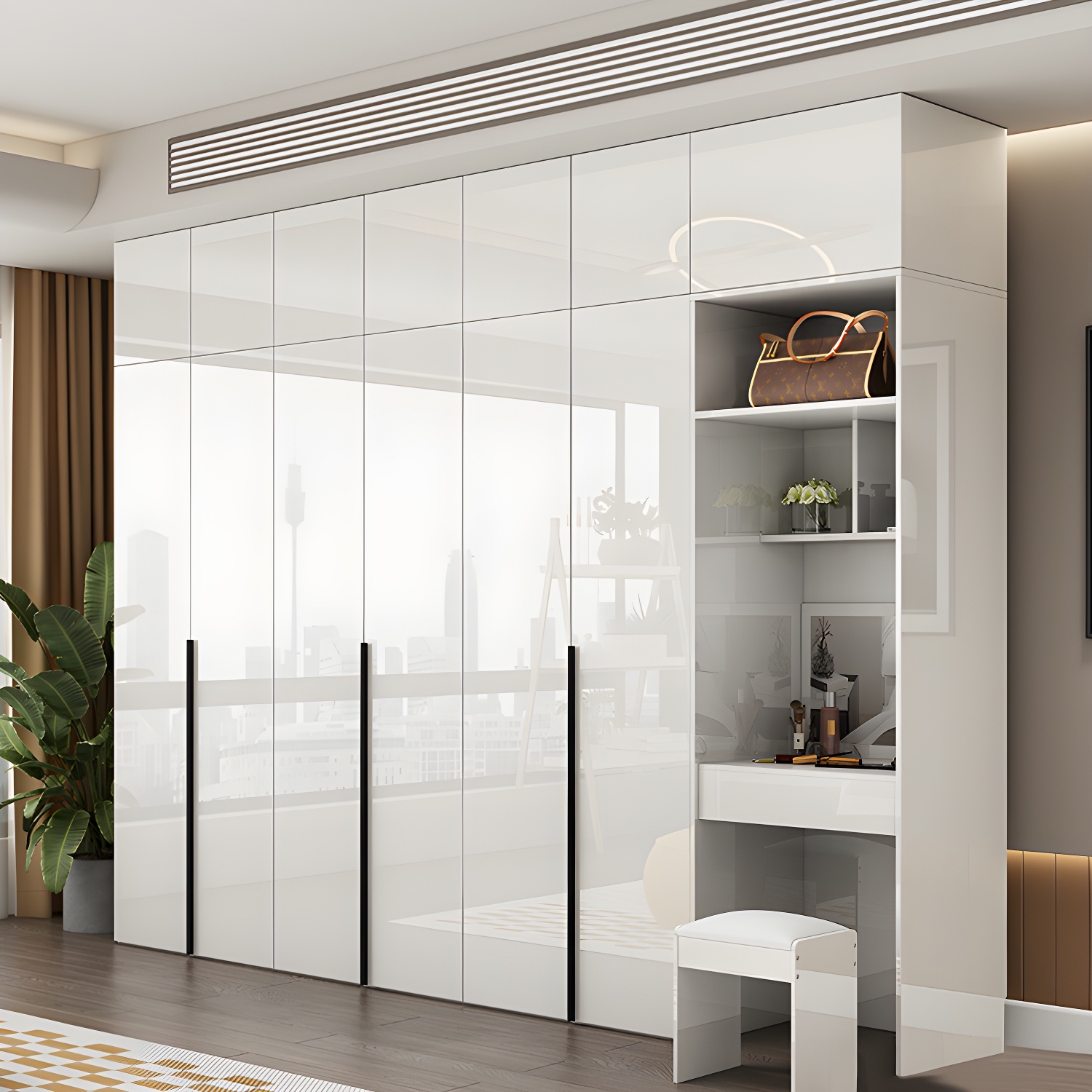 Solid Wood White Wardrobe Armoire with Drawers, Clothing Rod, and Shelves