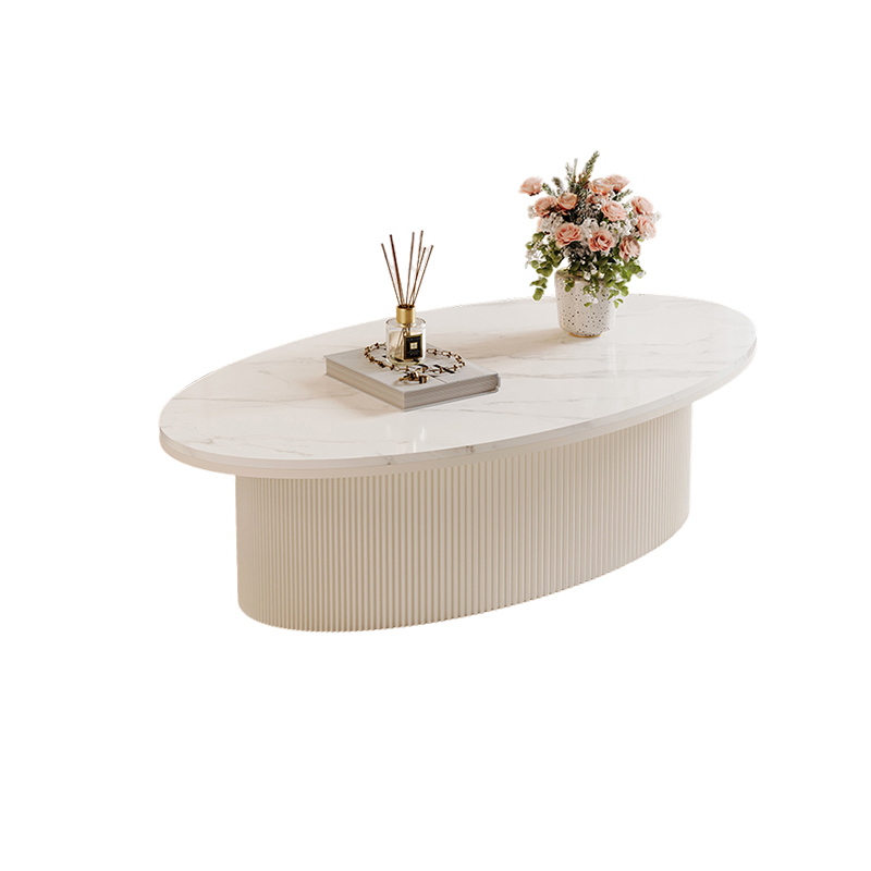 Single Stone Oblong Accent Table with 1 Tier Plinth Base for Foyer