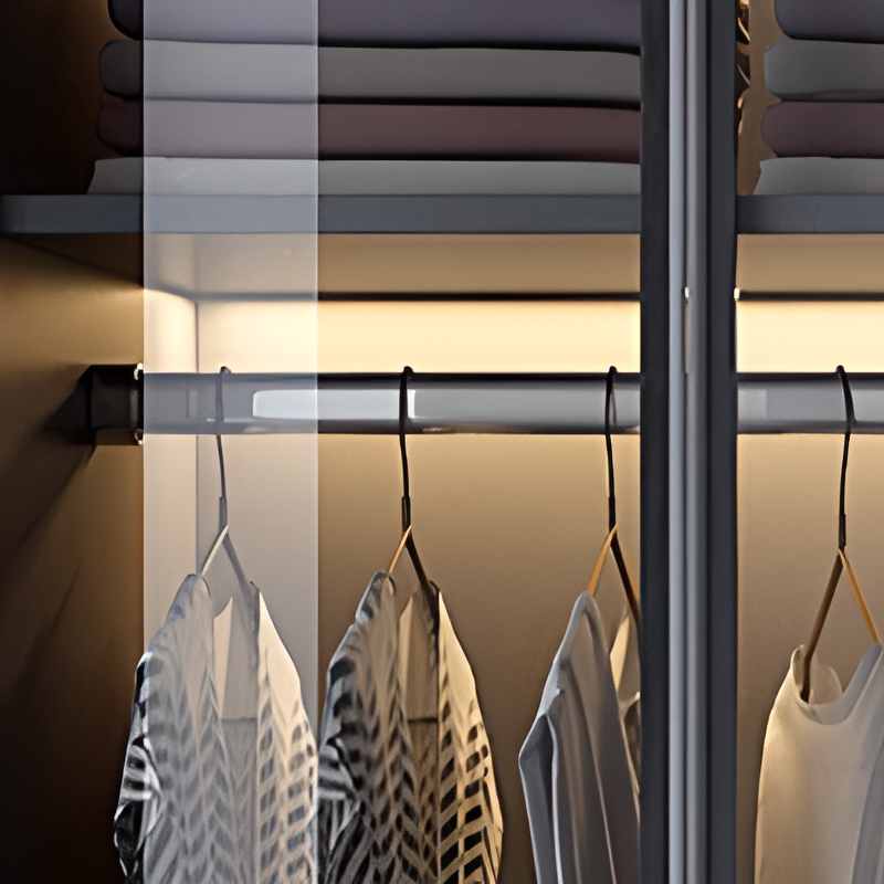 Trendy Vitreous Unfixed Wardrobe Armoire with Soft Close Door, Interior Shelves, Clothing Rod, and Articulated Mechanism - image 7