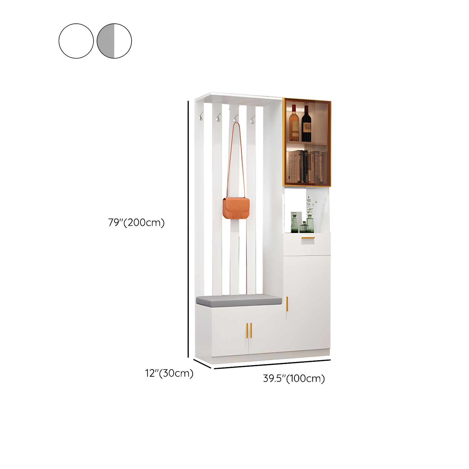 Contemporary 3-door Wooden 11.81" Wide Accent Cabinet with Drawer - image 15