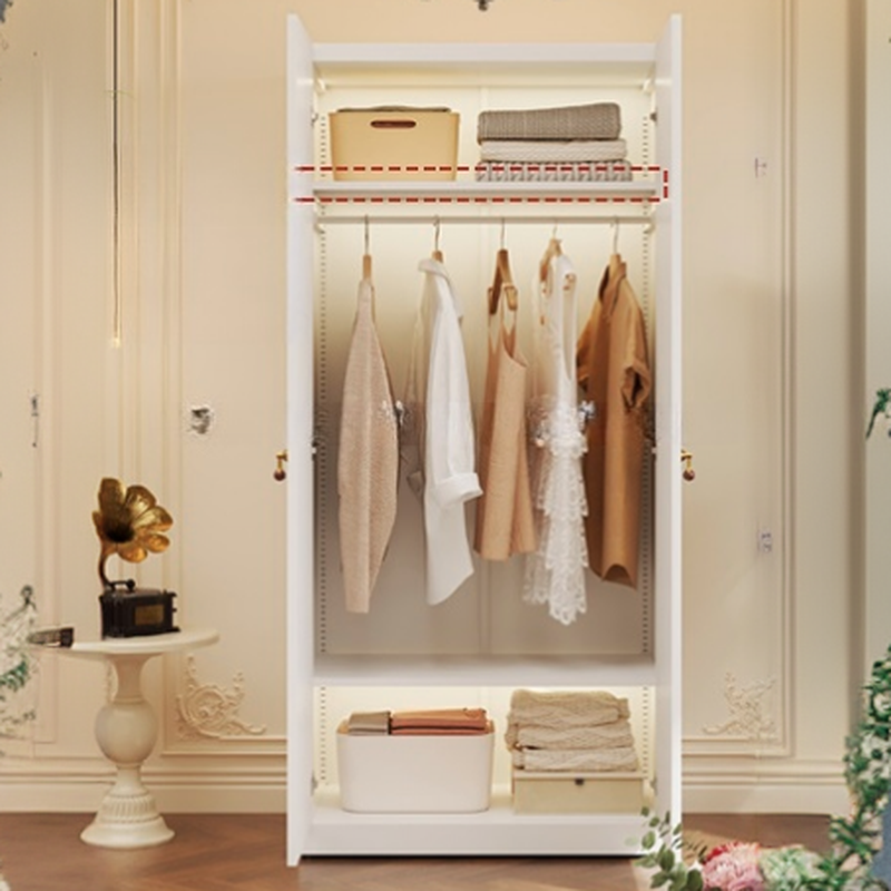 White Modish Manufactured Wood Armoire Cabinet with Adaptable Shelf, Soft Close Door, and Clothing Rod