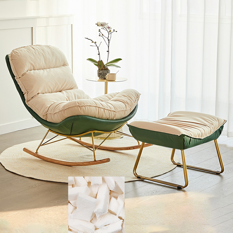 Trendy Faux Leather Upholstered Rocking Chair Couch with Footstool , Spindle Back and Resistant To Dirt - image 12