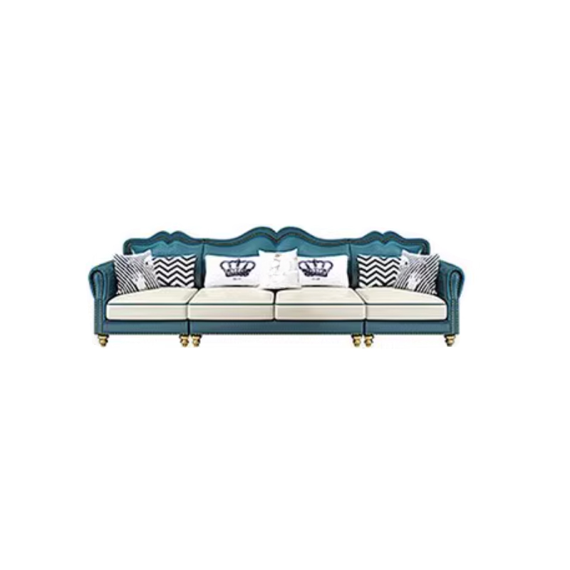 Glam Eco-Leather Flared Arm Sectional Sofa in Large Size with Nailhead Trim - image 5