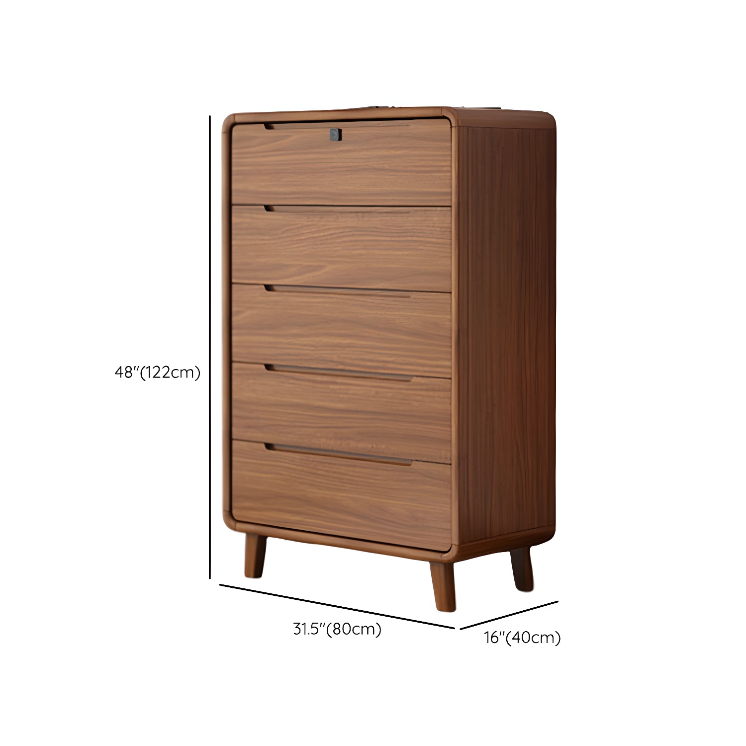 Modern Solid Wood Dresser with Narrow Profile and Drawers in Natural Finish - image 24