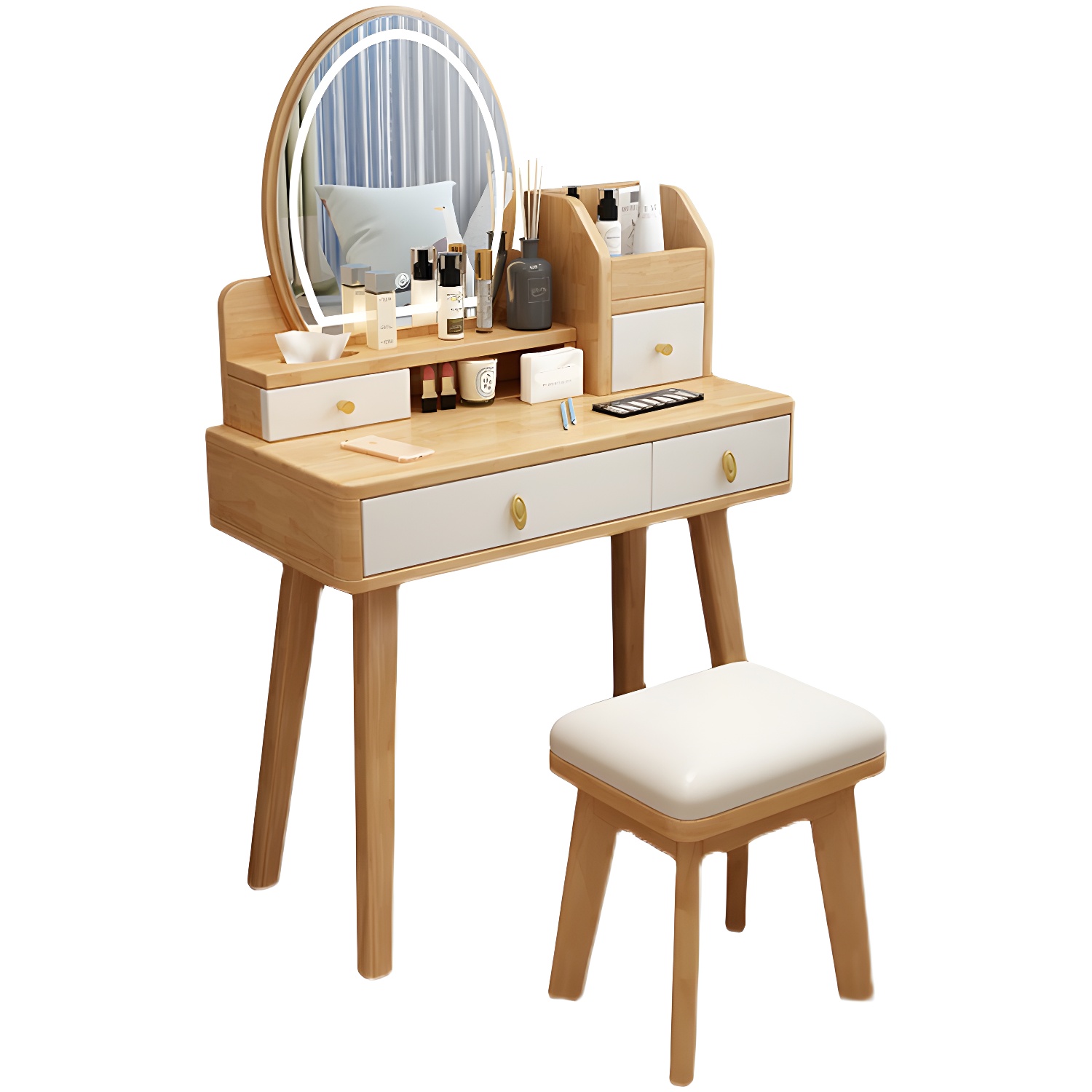 Traditions Dressing Table Bedroom Solid Wood with Drawer Mirror Make-up Vanity - image 10