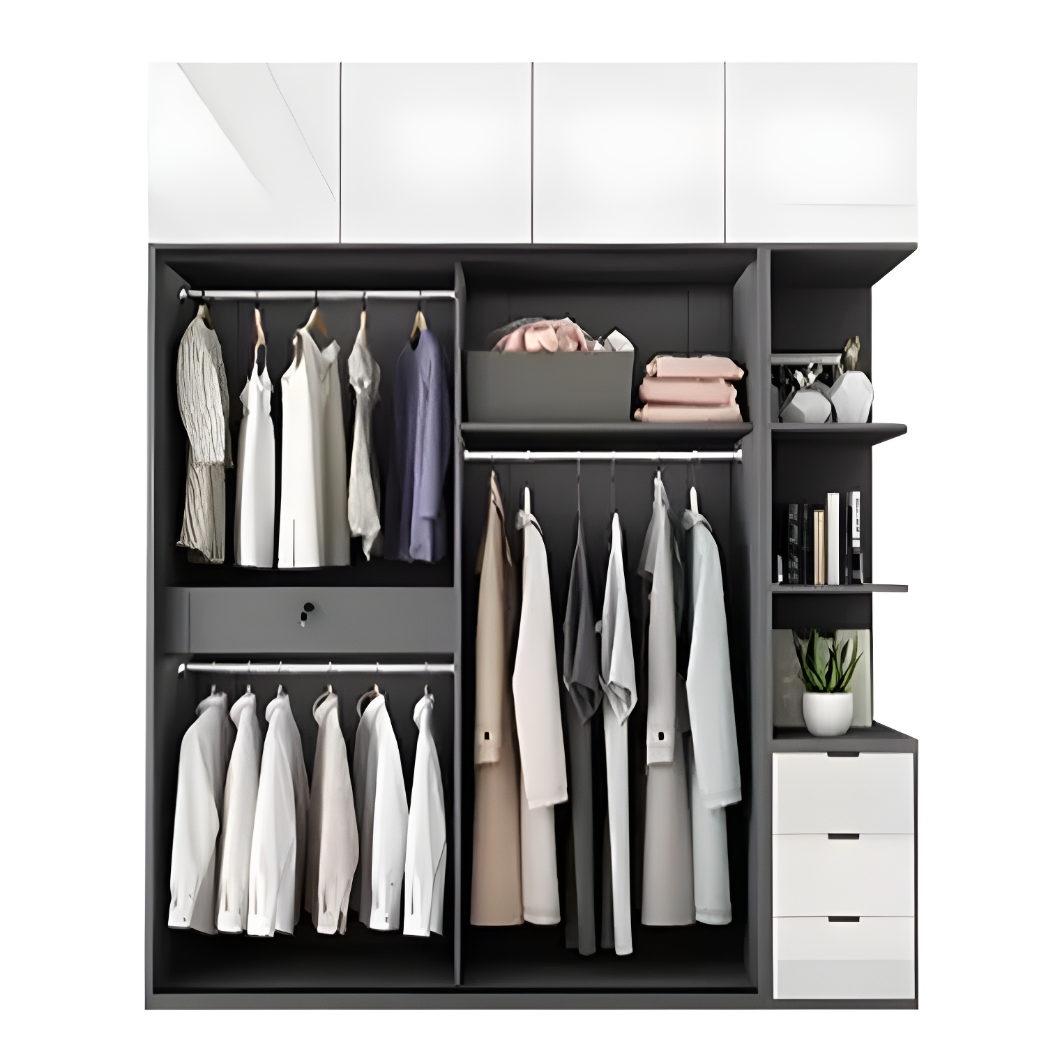 Sliding Engineered Wood Wardrobe Closet Modern Wardrobe Armoire - image 6