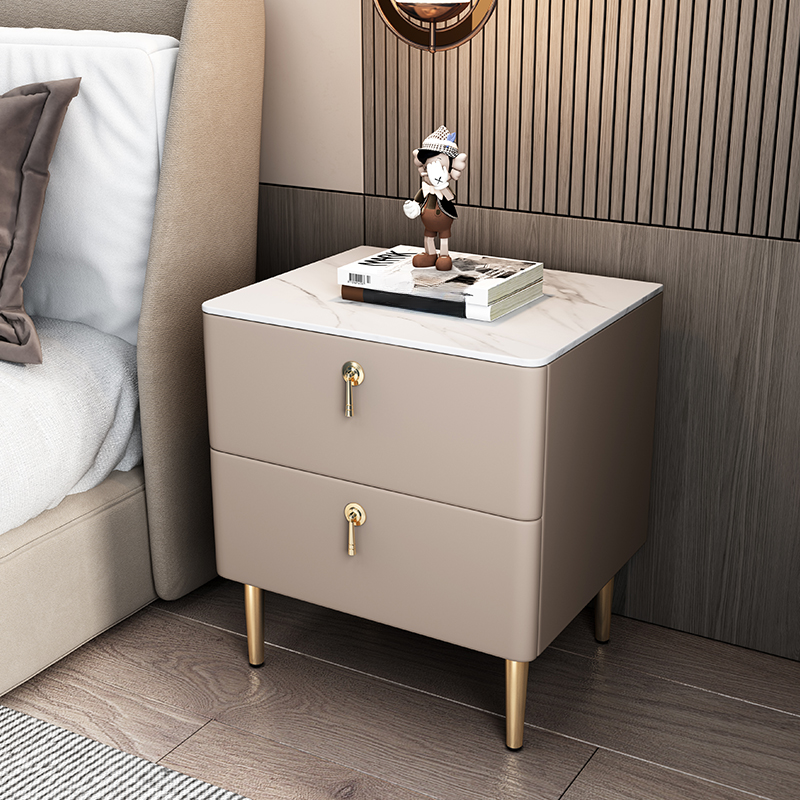 Minimalist 2-Drawer Stone Countertop Bedside Cabinet with Legs - image 11