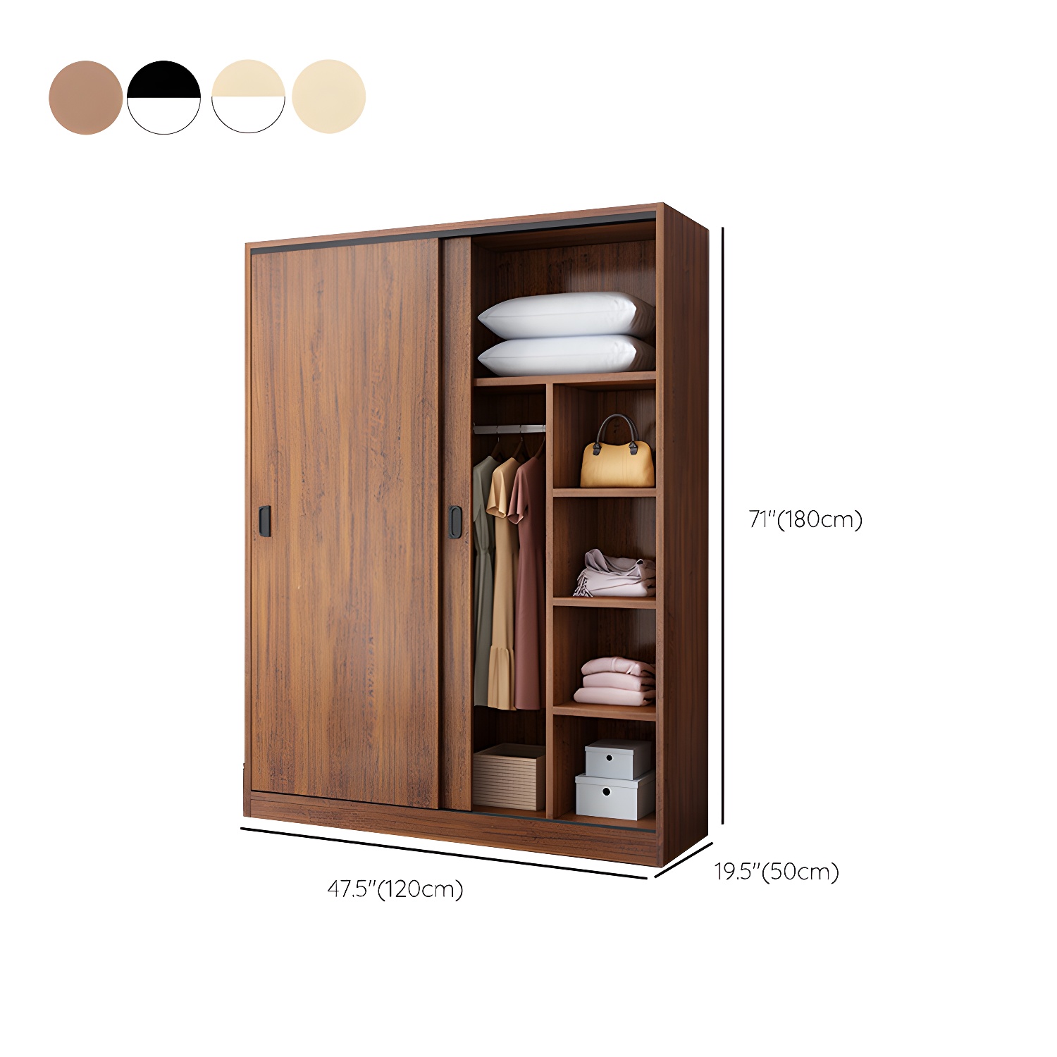 Modern Sliding Doors Wardrobe Wood Frame Freestanding Wardrobe Armoire - image 17