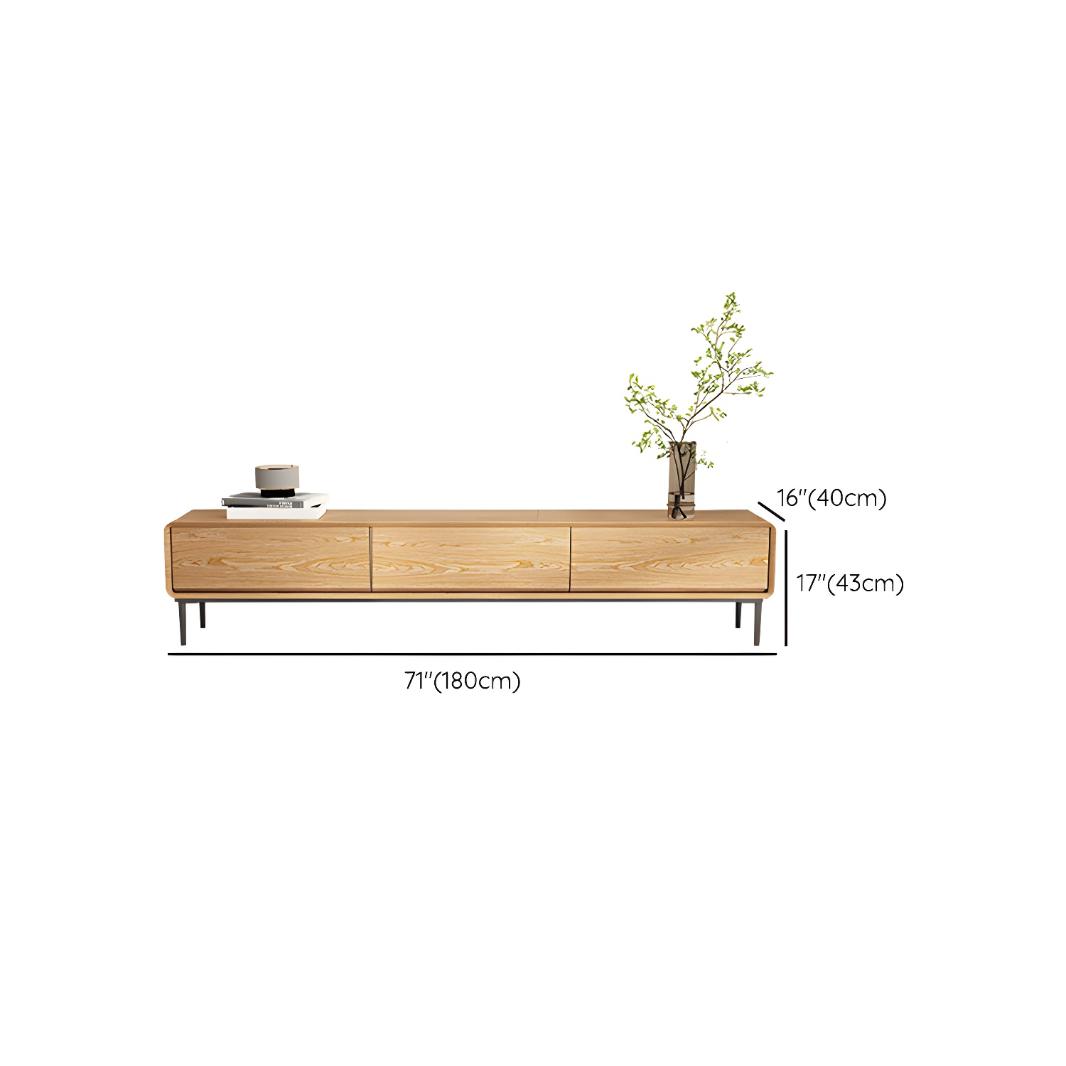 Contemporary Wood Media Console TV Stand in Natural with Drawers - image 21