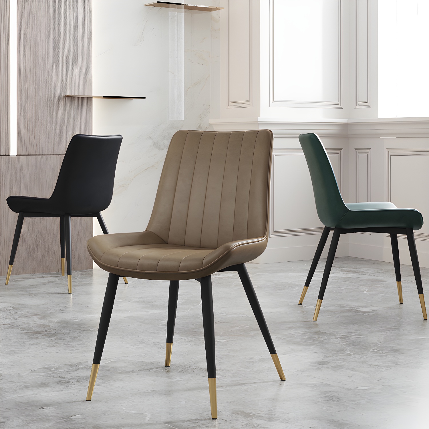 Scandinavian Study Room Leather Side Chair Matte Finish Parsons Dining Chairs - image 19