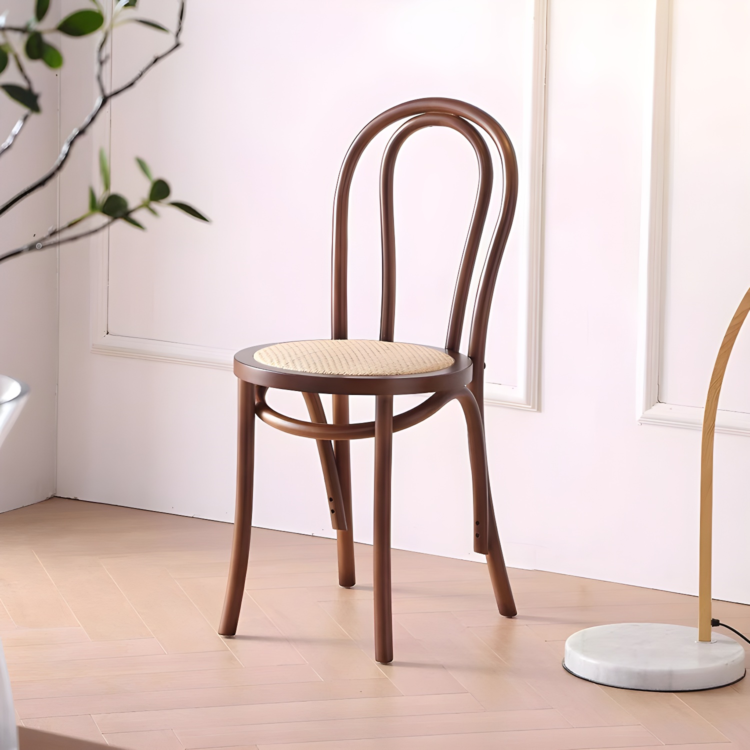 Modern Open Back Side Chair with Beech Wood Legs for Kitchen & Dining - Non-Upholstered - image 25