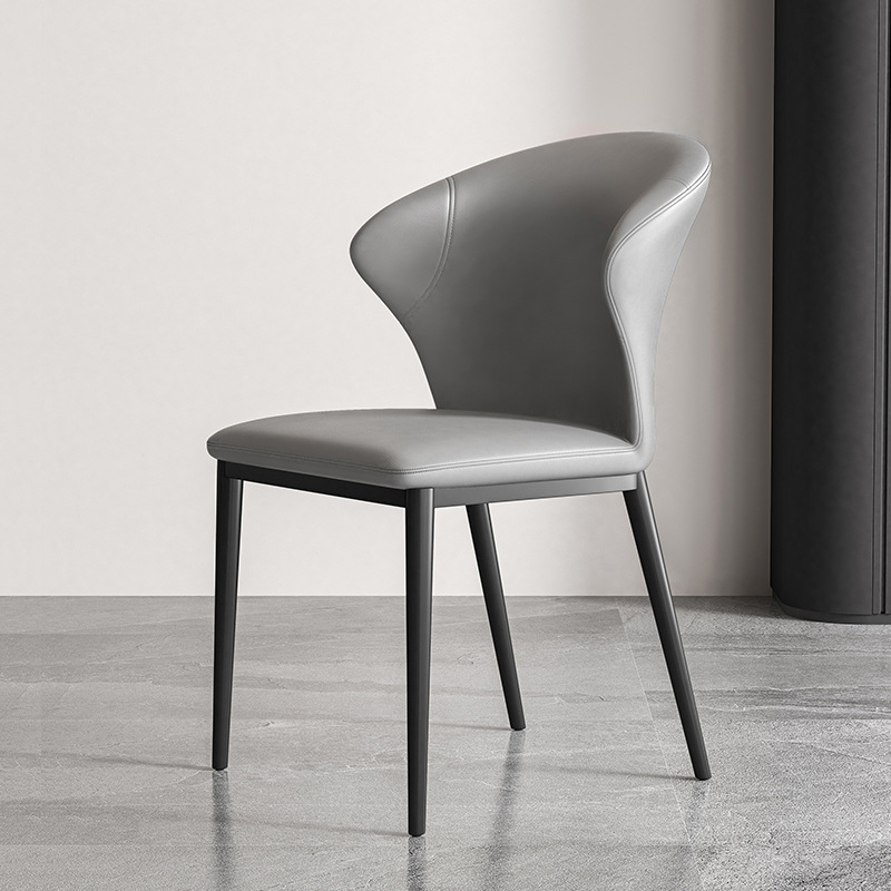 Modish Side Chair with Wing Chair Back, Padded Upholstery, Midnight Black Metal Legs - image 9