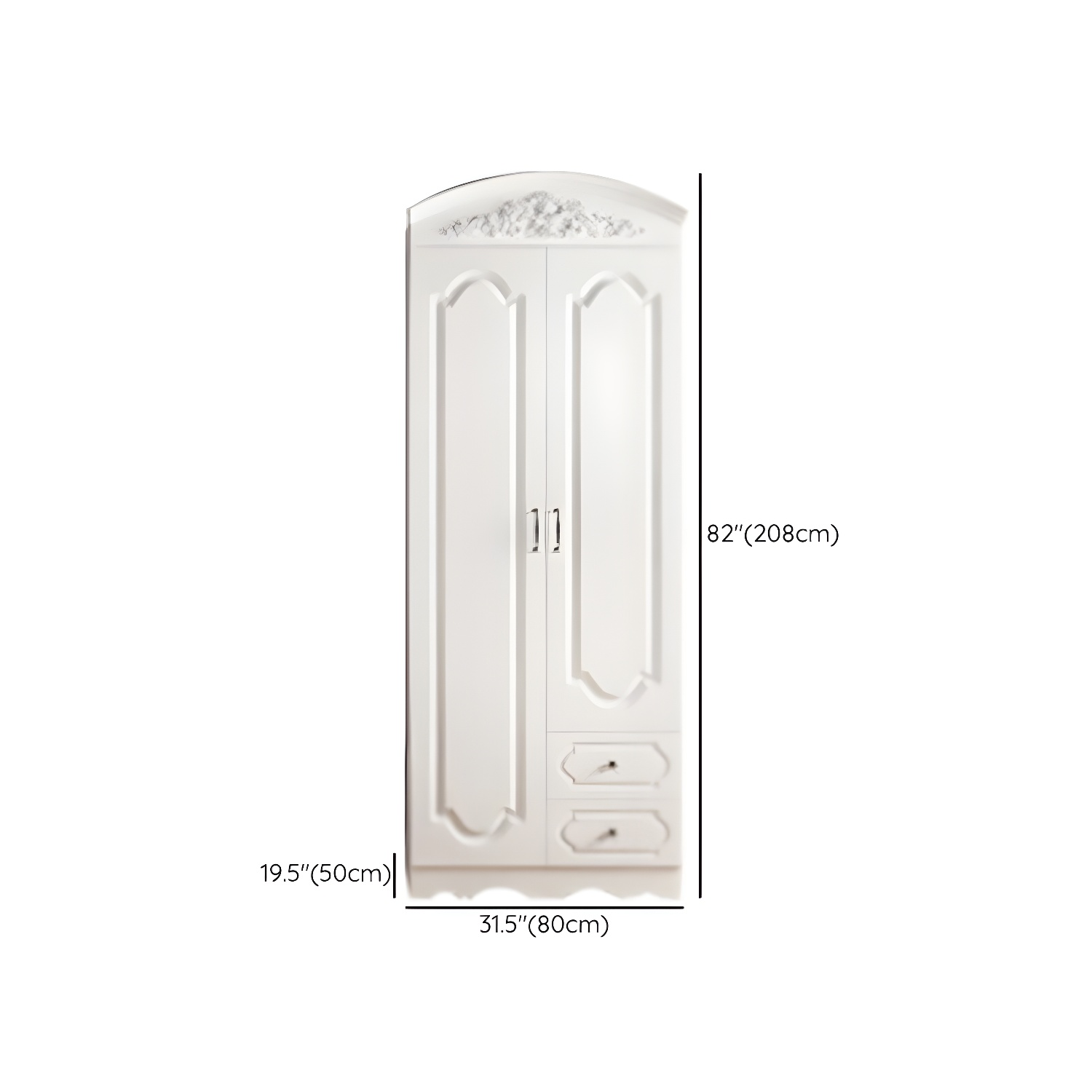 Engineered Wood Cabinet with 2 Drawers French Country White Wardrobe for Home - image 16