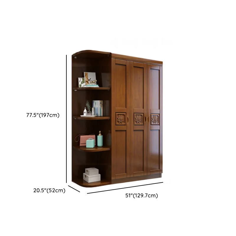Vintage Sepia Lumber Wardrobe with Soft Close Drawer, Soft Close Door, Interior Shelves, and Hanging Rod - image 26