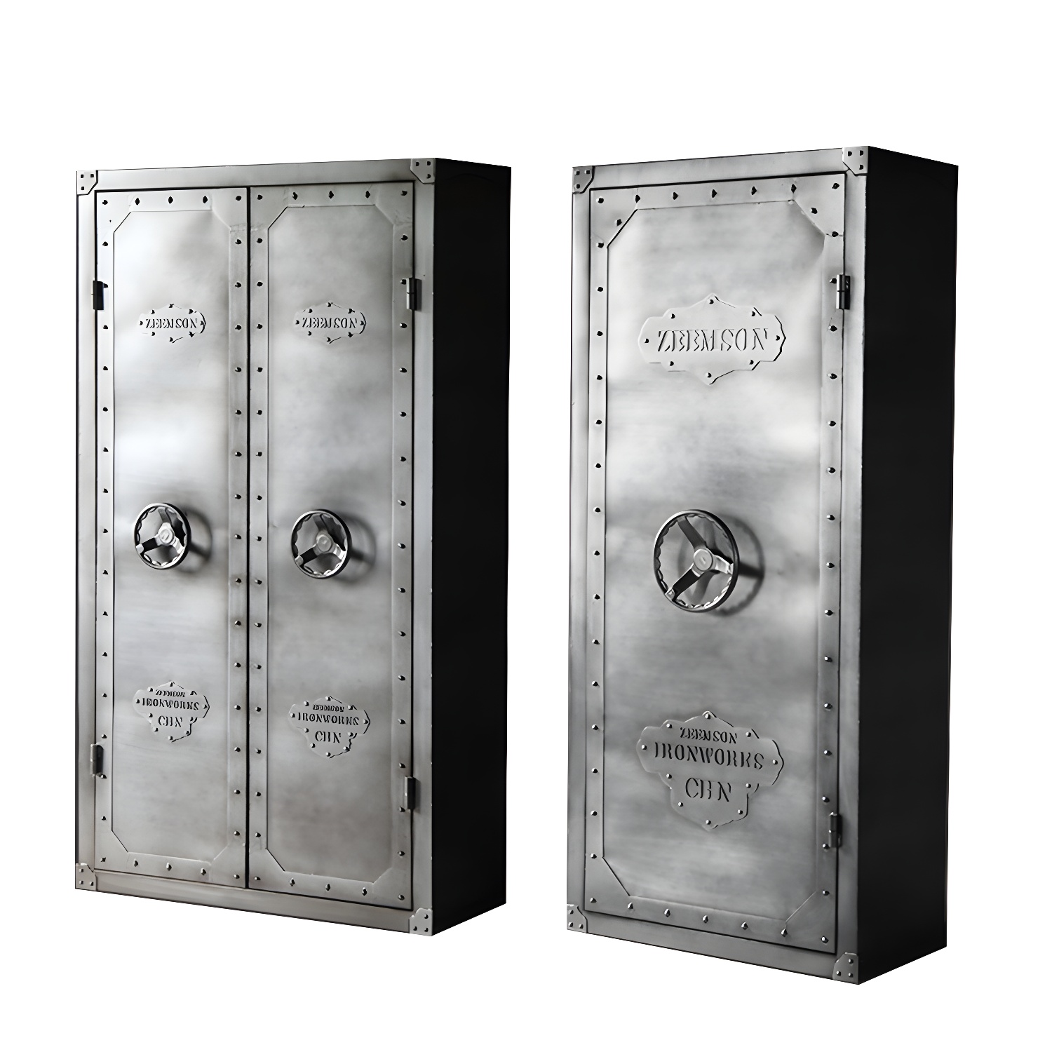 Industrial Metal Wardrobe Closet Freestanding Wardrobe in Grey - image 5