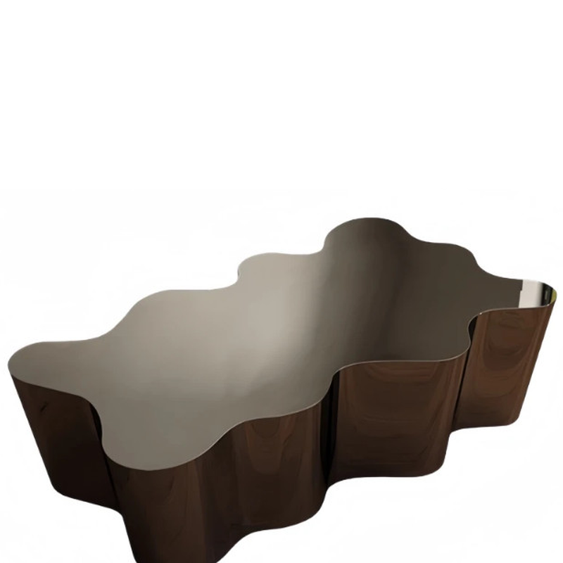 Silver/Polished Brass Alloy Irregular/Rounded Accent Table