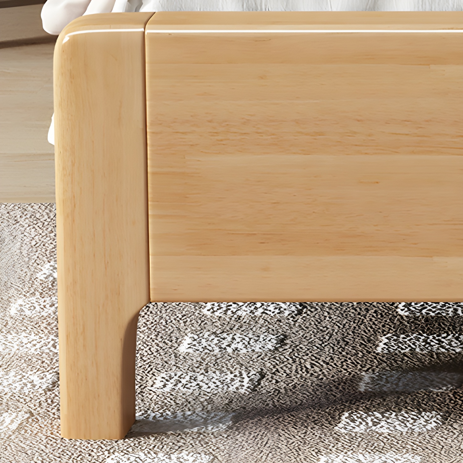 Scandinavian Solid Wood Bed with Four Legs and Upholstered Headboard - image 8