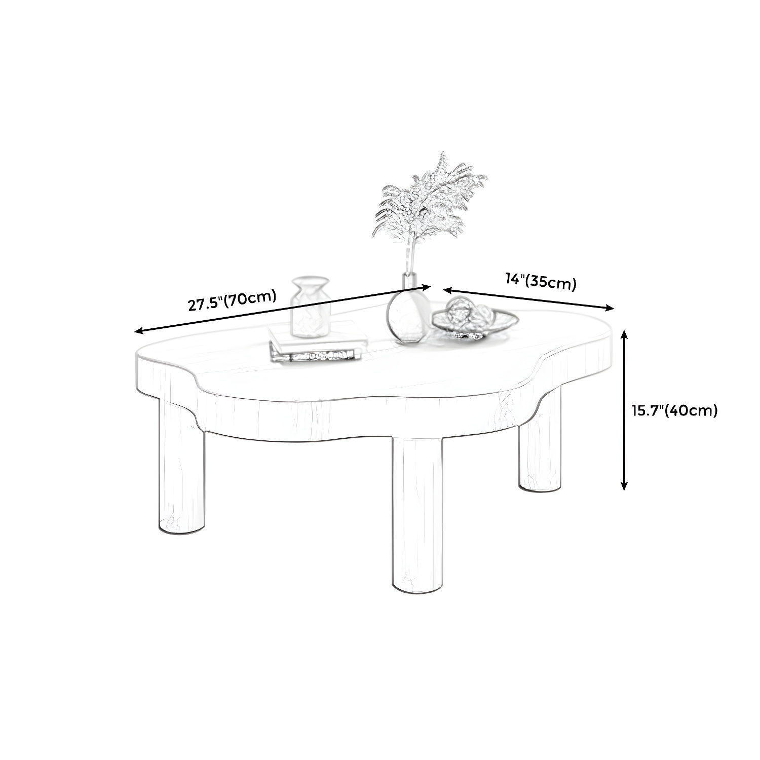 Contemporary 3 Legs Coffee Table Wood Cloud Shaped Cocktail Table - image 14
