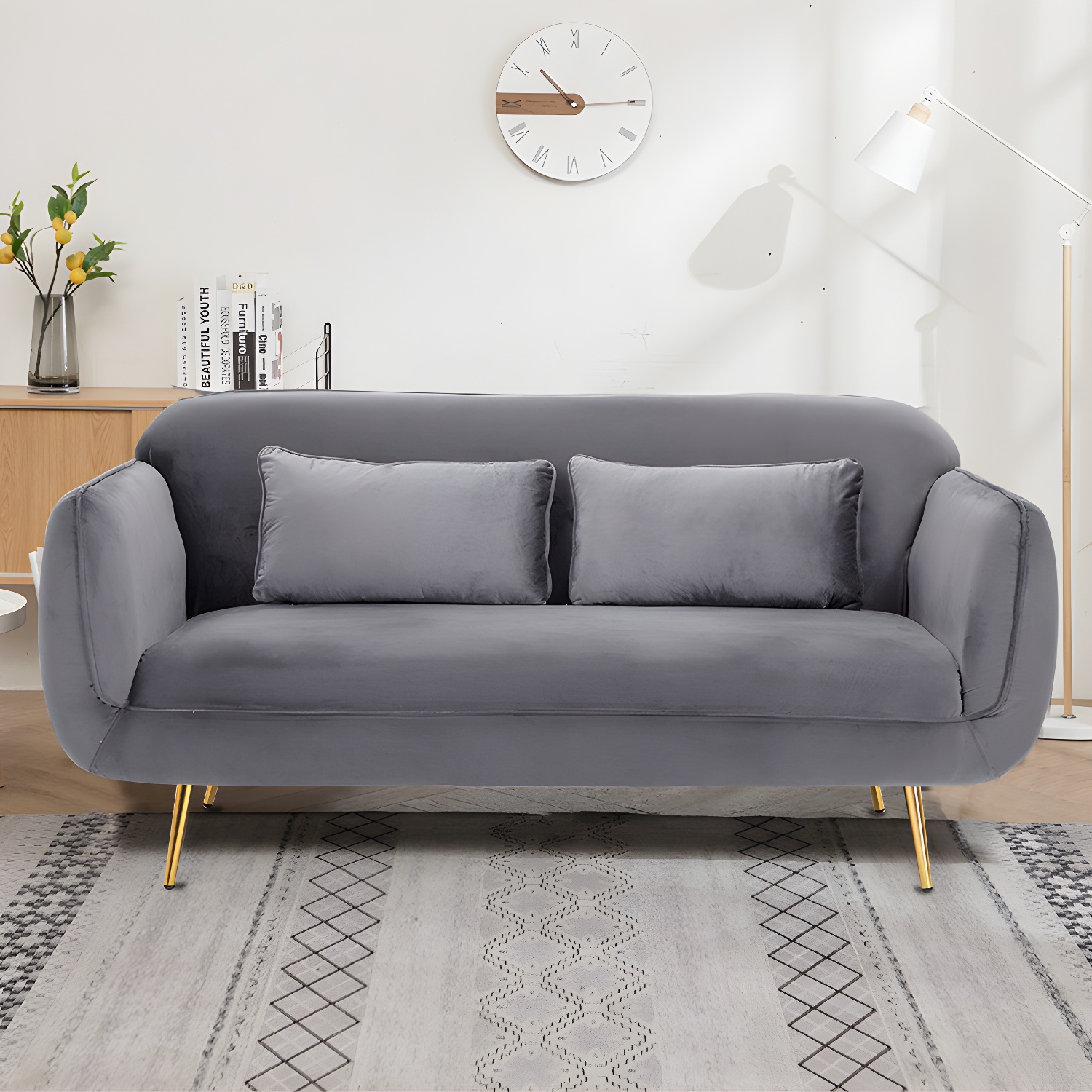 Glam Tight Back Loveseat with Flared Arm and Extra Pillows for Home and Apartment - image 5