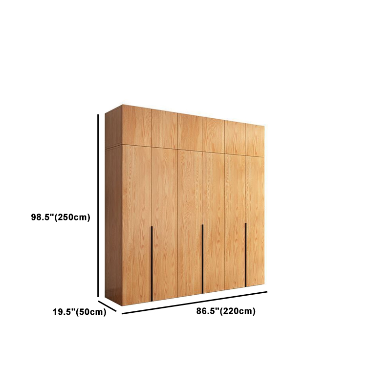 Natural Wood Freestanding Wardrobe Closet with Natural Doors - image 29