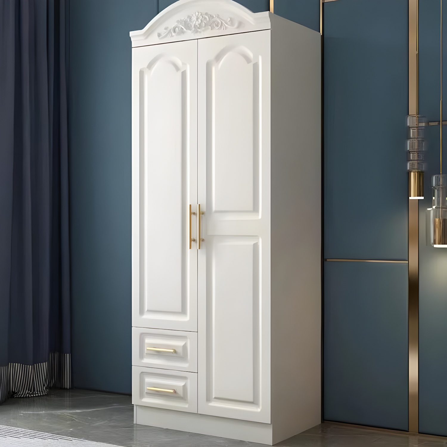 French Country Wardrobe White Wooden Wardrobe Closet for Bedroom - image 4