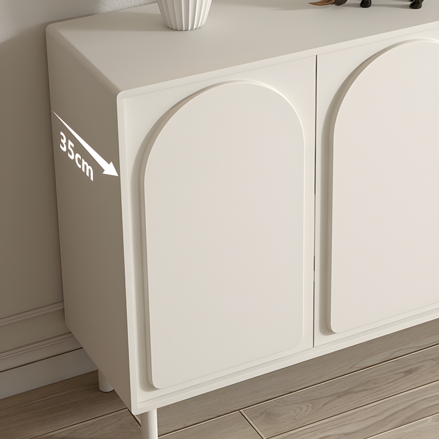 37.4"Tall White Wooden Cabinet , 3- Drawer Rectangle Accent Cabinet - image 9
