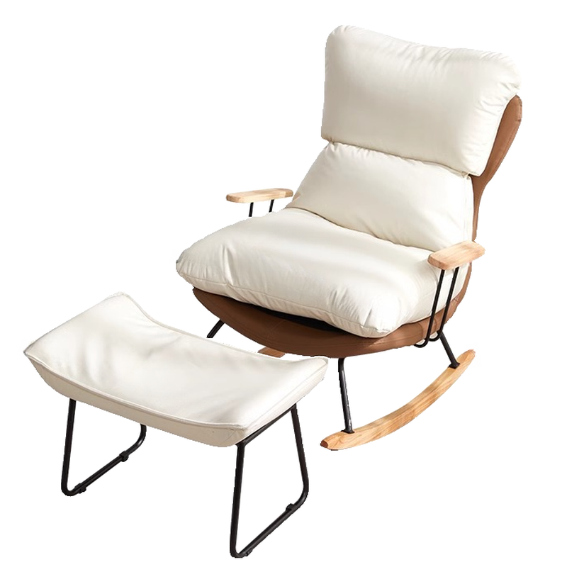 1 Piece Set/2 Piece Set Water Resistant Padded Living Room Rocking Chair in Chalk/Grey/Citrus Color with Upholstered Back and Track Arm in a Simple Style, Ottoman Included/Not Included - image 17