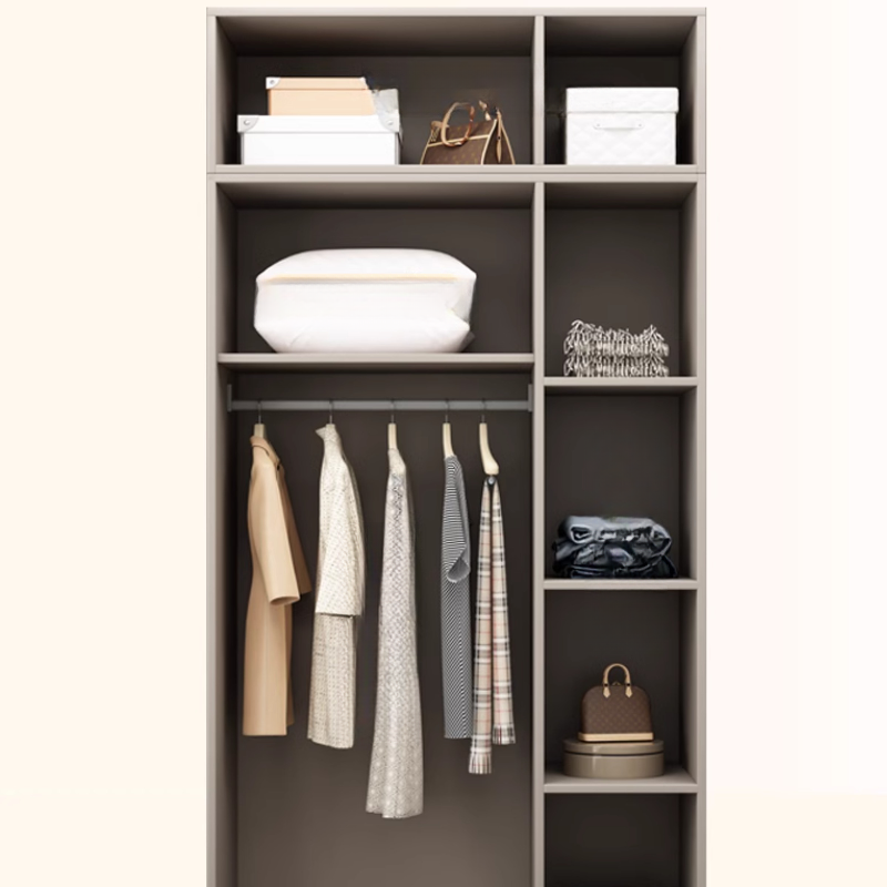 Modish Manufactured Wood Wardrobe Closet with Interior Shelves and Clothing Rod - image 7