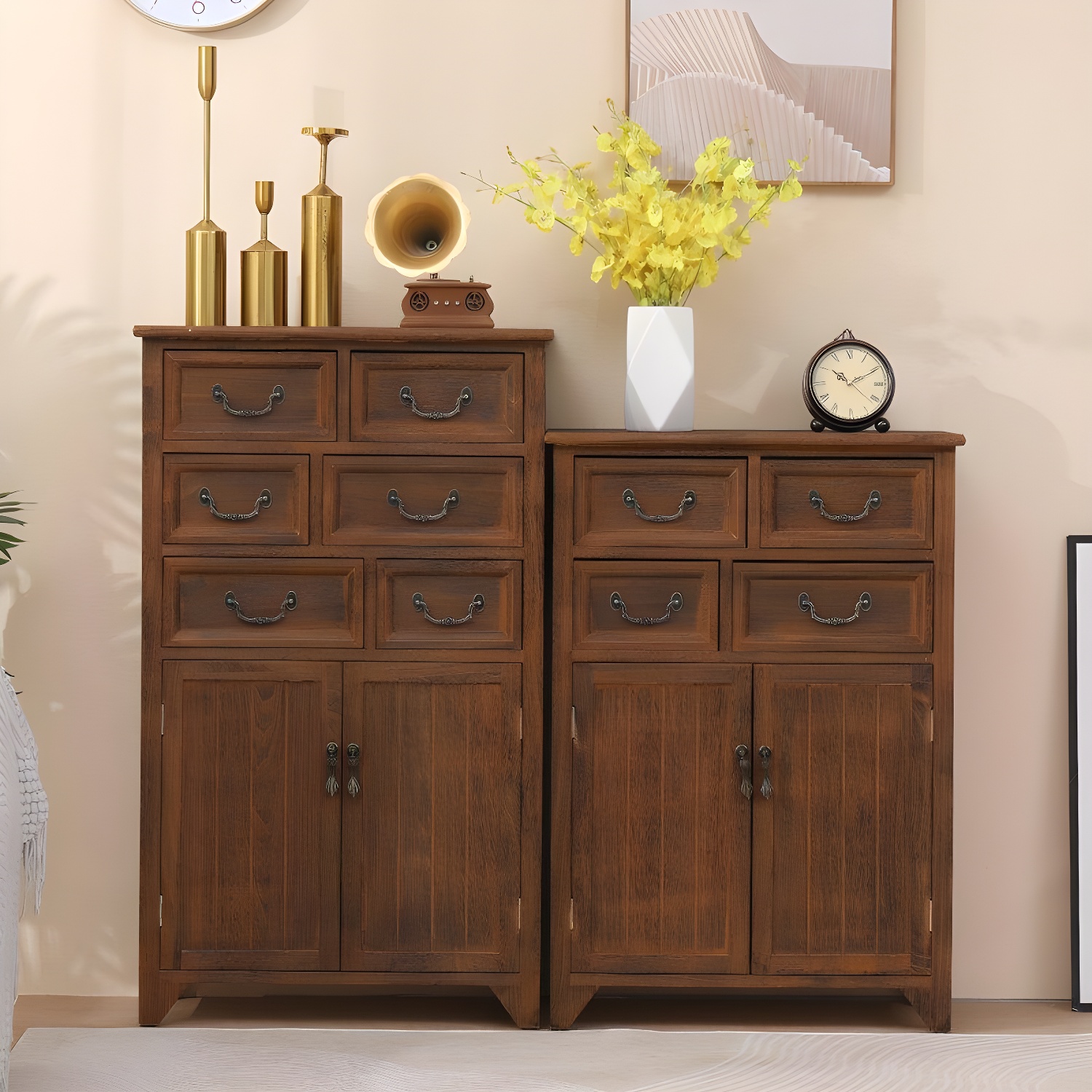 23.6'' Wood 1 Cabinet with Drawers Traditional Accent Cabinet in Distressed Finish - image 6