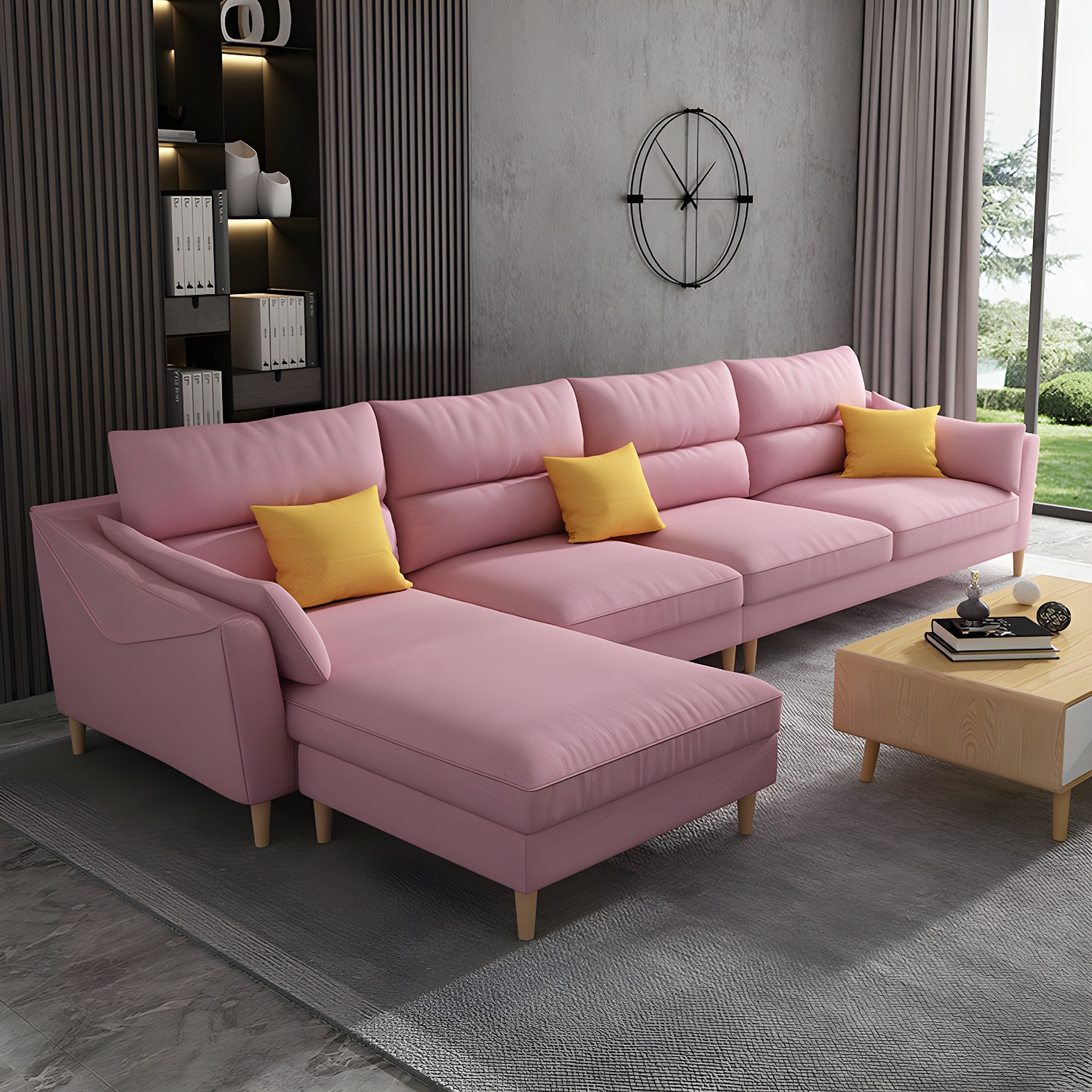 Scandinavian Wood Frame Straight Modular Sofa with Slipcover and Ottoman in 3 Piece Set - image 7