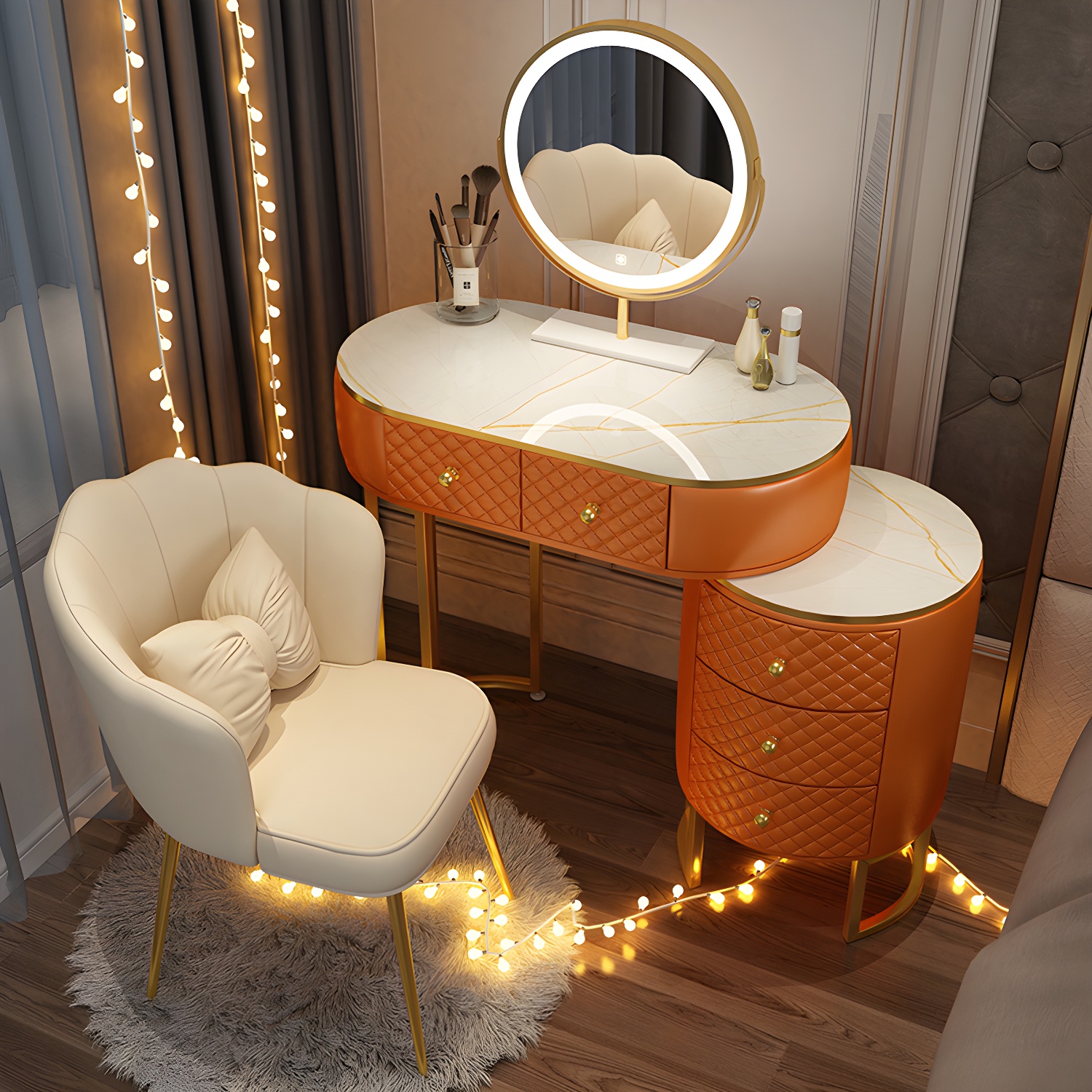 Scandinavian Wooden Vanity Dressing Table 29.9" H Bedroom Makeup Counter with Drawer - image 2