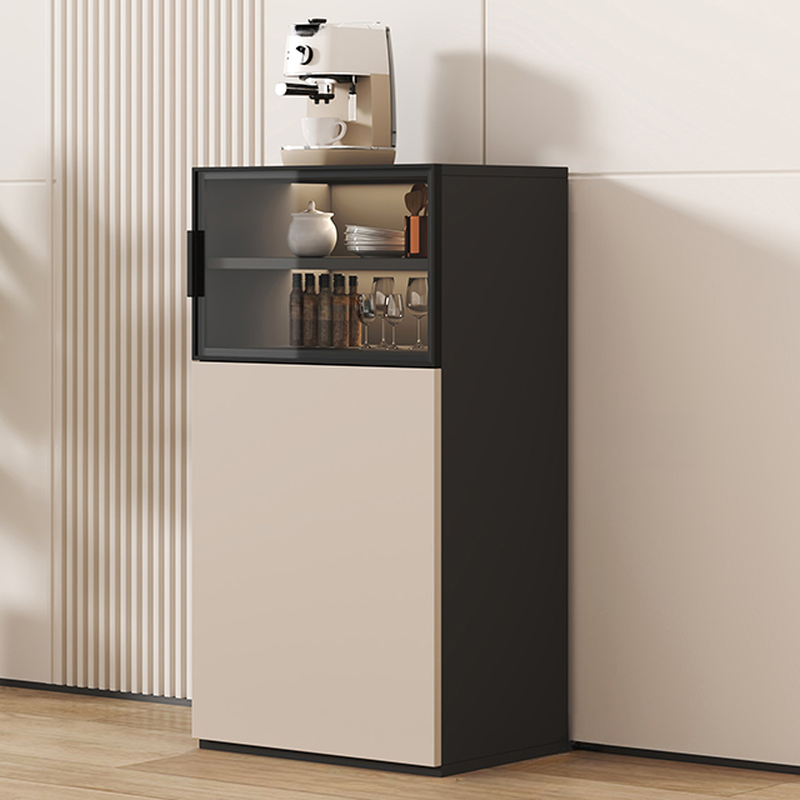 Modern Sideboard with Cupboard in Narrow/Standard/Wide Sizes, Larder Storage, Manufactured Wood Countertop, Glazed Door, and Alterable Shelf