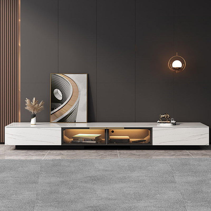 Rectangular TV Stand for Drawing Room with Light and Door - image 8