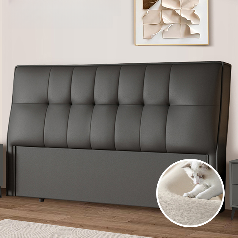 Simplistic Panel Headboard with No Distressing, Piled Tufted Rectangular Design for King/Twin XL/Queen Bed, Sponge Upholstery Fill, Standard Height