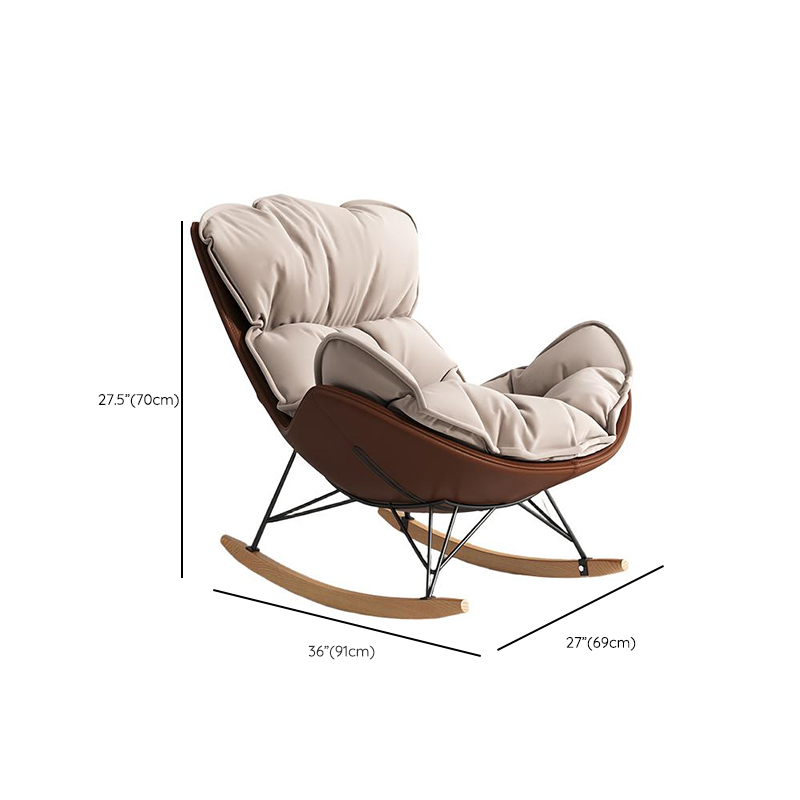 Stationary Rocking Chair with Flared Arm and Rear Support - image 23