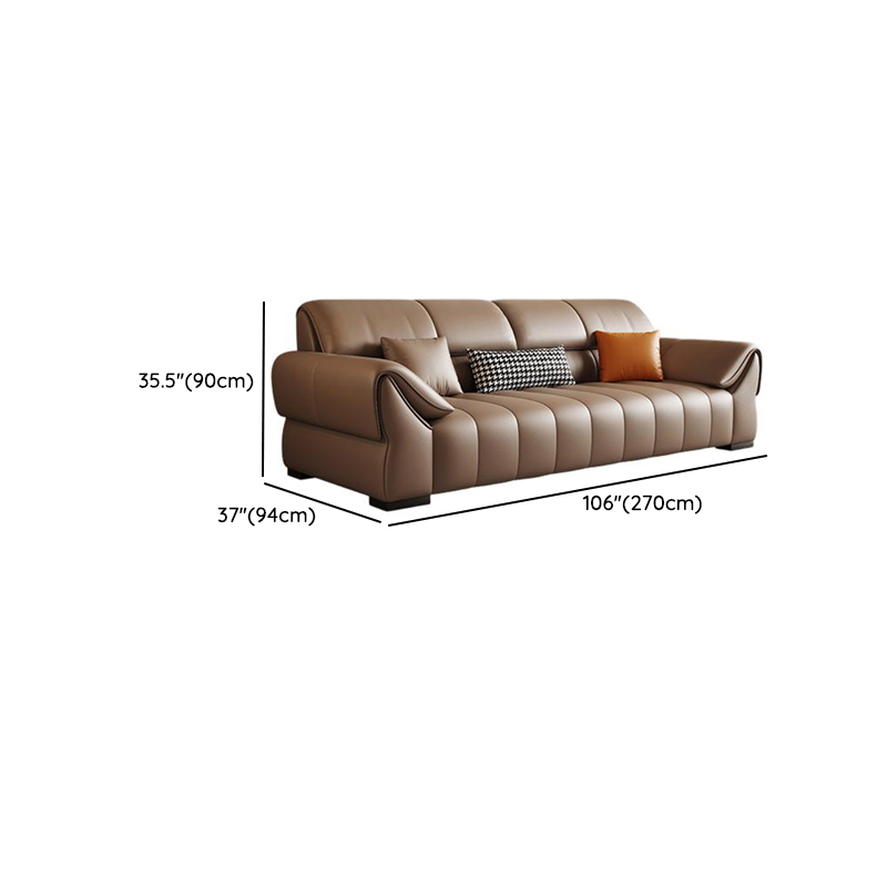 Elegant Light Brown Leather Standard Sofa/Single Sofa/Loveseat with Armrest and 3 Pillows - image 15