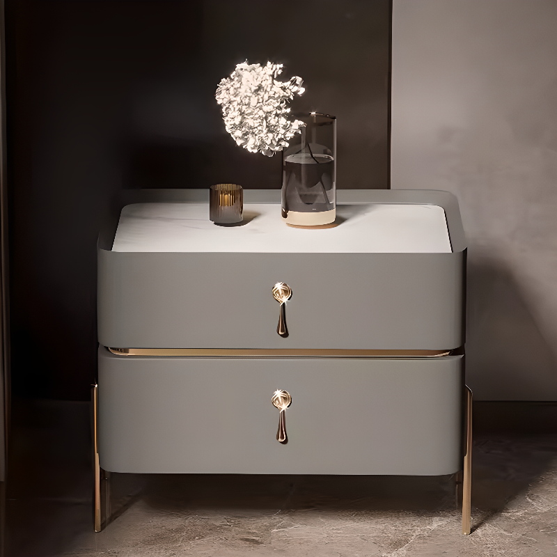 Organic Modern Stone Drawer Storage Nightstand with Leg & 2 Drawers - image 4