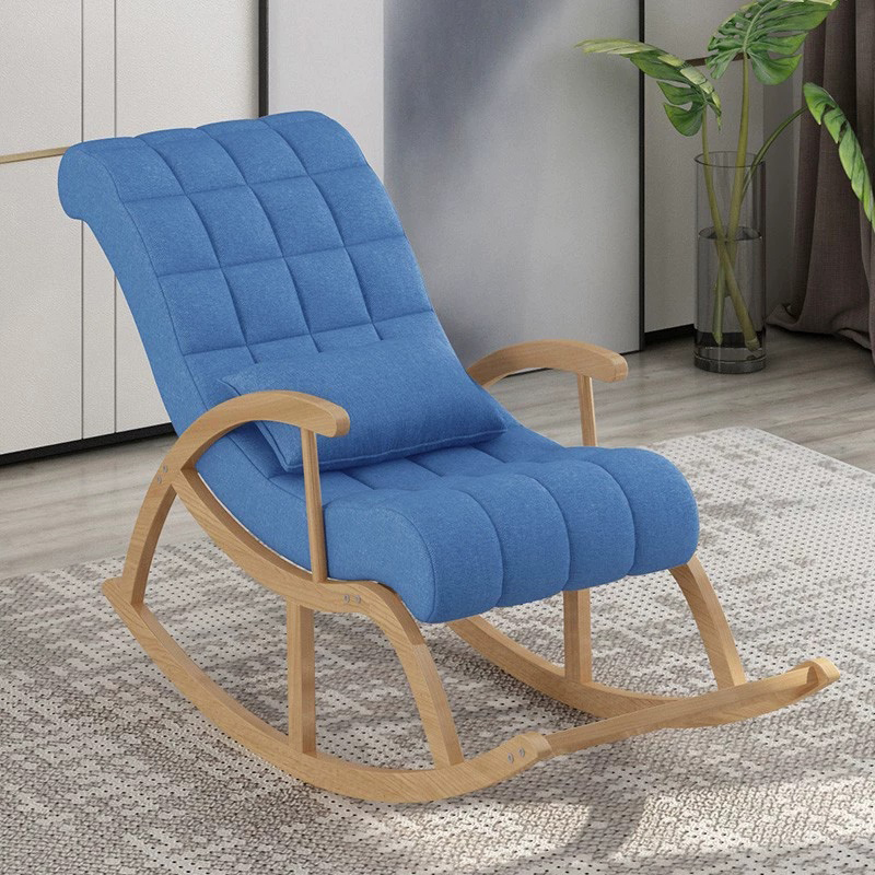 Modern Upholstered Rocking Chair with Removable Cushions - Stylish Pine Frame and Included Pillow