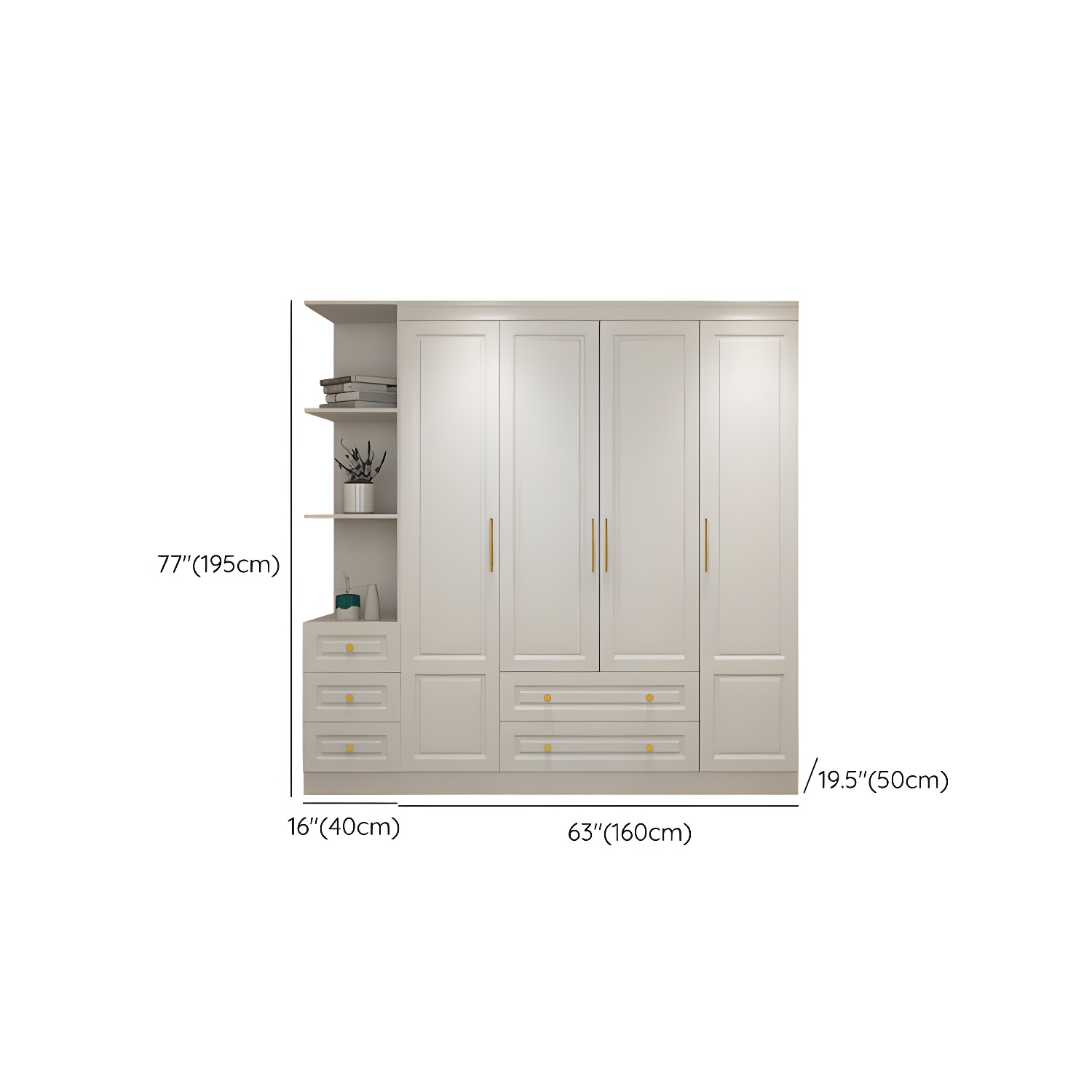 Manufactured Wood White Wardrobe for Home Modern Cabinet with Drawers - image 21