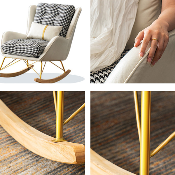 Ergonomic Stationary Round Arm Living Spaces Rocking Chair with Rear, Winged-back Chair - image 16