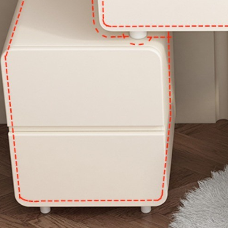 Simplistic Large/Standard Vanity Set with Stone Table Top, White Seat, 4 Drawers, and Mirror Lights - image 6